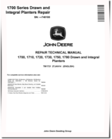 John Deere 1700, 1710, 1720, 1730, 1750 and 1780 Drawn and Integral Planters Repair Manual (TM1721)
