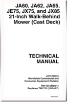 John Deere JA60, JA62, JA65, JE75, JX75 and JX85 21-Inch Walk-Behind Mowers Technical Manual (TM1723)