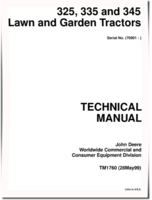 John Deere 325, 335 and 345 (SN: 70001-) Lawn and Garden Tractors Technical Manual (TM1760)