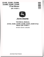 John Deere Z315E, Z320M, Z320R, Z325E, Z330M and Z330R Ztrak Zero-Turn Mowers Technical Manual (TM176219)