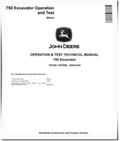John Deere 750 Crawler Excavators (Metric) Operation and Test Manual (TM1809)