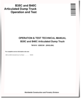BELL B35C and B40C Articulated Dump Trucks Operation and Test Manual (TM1815)