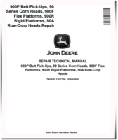 John Deere 914P Belt Pickups, 492,493,494, 592,594, 692,693,693SH,694, 892,893,894, 1092,1290,1291,1293 Corn Heads, 653A,853A Row-Crop Heads, 915F,918F,918R,920F,920R, 922F,922R,925F,925R,930F,930R Cutting Platforms Repair Manual (TM1825)