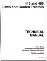 John Deere 415 and 455 Lawn and Garden Tractors Technical Manual (TM1836)