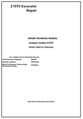 TM1837 - John Deere 27ZTS Compact Excavator Service Repair Technical Manual