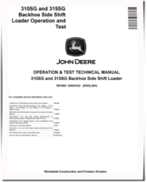John Deere 310SG and 315SG Side Shift Backhoe Loaders Operation and Test Manual (TM1883)