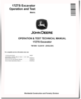 John Deere 17ZTS Compact Excavators Operation and Test Manual (TM1896)
