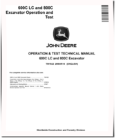 John Deere 600C LC and 800C Crawler Excavators Operation and Test Manual (TM1922)