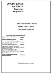 TM1930 - John Deere 200CLC, 230CLC, 270CLC Excavator Diagnostic, Operation and Test Service Manual