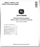 John Deere 200C LC, 230C LC and 270C LC Crawler Excavators Repair Manual (TM1931)