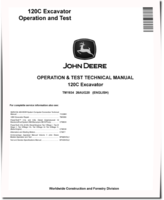 John Deere 120C Crawler Excavators Operation and Test Manual (TM1934)