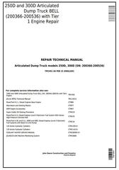 TM1951 - John Deere 250D, 250D SN 200366—200536, 300D, 300D SN 200366—200536 Truck Articulated Dump XXXXXX-609165 Repair Technical Manual