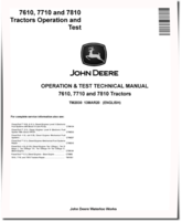 John Deere 7610, 7710 and 7810 Tractors Operation and Test Manual (TM2030)