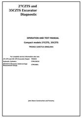 TM2052 - John Deere 27CZTS and 35CZTS Compact Excavator Diagnostic, Operation and Test Service Manual
