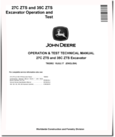 John Deere 27C ZTS and 35C ZTS Compact Excavators Operation and Test Manual (TM2052)