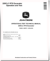 John Deere 225C LC RTS Crawler Excavators Operation and Test Manual (TM2095)