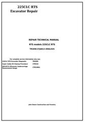 TM2096 - John Deere 225CLC RTS RTS Excavator Service Repair Technical Manual