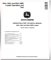 John Deere 444J (SN. before 611274), 544J (SN. before 611799) and 624J (SN. before 611796) 4WD Loaders Operation and Test Manual (TM2135)