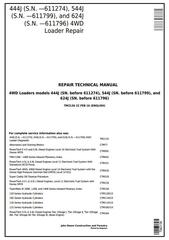 TM2136 - John Deere 444J (SN.-611274) , 544J (SN.-611799) , 624J (SN.-611796) 4WD Loader Repair Manual