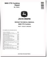 John Deere 9660 CTS (SN. ftom 705401) Combines Repair Manual (TM2171)