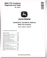 John Deere 9660 CTS (SN. from 705401) Combines Diagnostic Manual (TM2172)