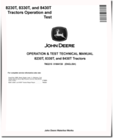 John Deere 8230T, 8330T and 8430T Tracked Tractors Operation and Test Manual (TM2215)