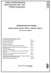 TM2216 - John Deere 643J, 843J (SN.770001-) Wheeled Feller Buncher/Harvester Diagnostic Service Manual
