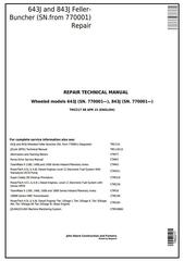 TM2217 - John Deere 643J, 843J (SN.770001-) Wheeled Feller Buncher Sevice Repair Technical Manual