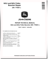 John Deere 643J and 843J (SN: 770001-) Wheeled Feller Bunchers Repair Manual (TM2217)