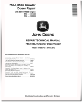 John Deere 750J (SN. before 141343) and 850J (SN. before 130885) Crawler Dozers with 6081HT006 Engine Repair Manual (TM2261)