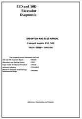 TM2263 - John Deere 35D and 50D Compact Excavator Diagnostic, Operation and Test Service Manual