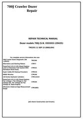 TM2291 - John Deere 700J Crawler Dozer (S.N. before 139435) Service Repair Technical Manual