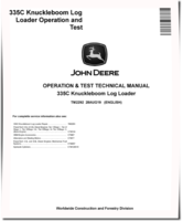 John Deere 335C Knuckleboom Trailer Mount  Log Loaders Operation and Test Manual (TM2292)