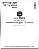 John Deere Ultimate Select Series X700, X740, X748 and X749 Lawn Tractors (Export Edition, SN. from 010001) Technical Manual (TM2351)