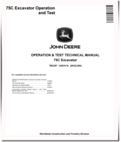 John Deere 75C Crawler Excavators Operation and Test Manual (TM2357)