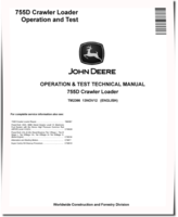 John Deere 755D Crawler Loaders Operation and Test Manual (TM2366)