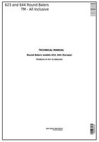 John Deere 623 and 644 Round Balers (European Edition) Technical Manual (TM300319)