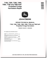 John Deere 7180, 7280, 7380, 7480, 7580, 7780 and 7980 Self-Propelled Forage Harvesters Repair Manual (TM404419)