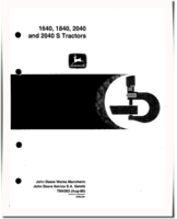 John Deere 1640, 1840, 2040 and 2040S Tractors Technical Manual (TM4363)