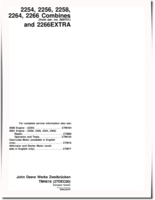 John Deere 2254, 2256, 2258, 2264, 2266 and 2266 EXTRA Combines (Europe) Technical Manual (TM4616)