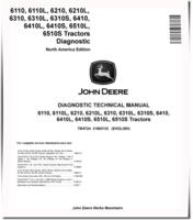 John Deere 6110, 6110L, 6210, 6210L, 6310, 6310L, 6310S, 6410, 6410L, 6410S, 6510L and 6510S Tractors (North America) Diagnostic Manual (TM4724)