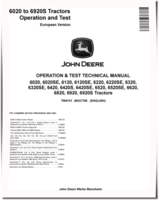 John Deere 6020, 6120, 6220, 6320, 6420, 6520, 6620 and SE; 6420S, 6820, 6920 and 6920S Tractors (European Edition) Operation and Test Manual (TM4741)