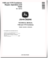 John Deere 1165 and 1175 Combines (SN. before 060154) Repair, Operation and Test Manual (TM4930)