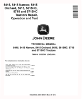 John Deere 5415, 5415 Narrow, 5415 Orchard, 5615, 5615HC, 5715 and 5715HC Tractors Technical Manual (TM6019)