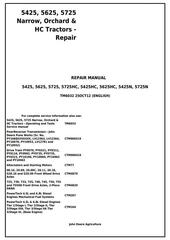 TM6032 - John Deere Tractors 5425, 5425HC, 5425N, 5625, 5625HC, 5725, 5725N Service Repair Technical Manual