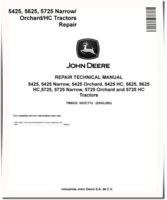 John Deere 5425 (Narrow, Orchard, HC), 5625 (HC), 5725 (Narrow, Orchard, HC) Tractors Repair Manual (TM6032)