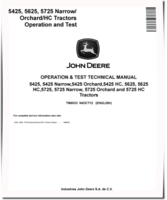 John Deere 5425 (Narrow, Orchard, HC), 5625 (HC), 5725 (Narrow, Orchard, HC) Tractors Operation and Test Manual (TM6033)