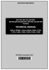TM700519 - John Deere Tractors 5-750, 5-754, 5-800, 5-804, 5-850, 5-854, 5-900, 5-950 Service Repair Manual