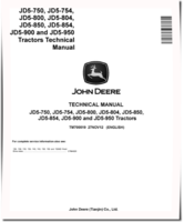 John Deere JD5-750, JD5-754, JD5-800, JD5-804, JD5-850, JD5-854, JD5-900 and JD5-950 China Tractors Technical Manual (TM700519)