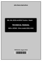TM701519 - John Deere Tractors 500, 504, B550 and B554 (China) All Inclusive Technical Service Manual
